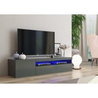 Dmora Meuble TV Turi, Buffet bas de salon, base meuble TV, 100% Made in Italy, 150x40h37 cm, Anthracite Brillant