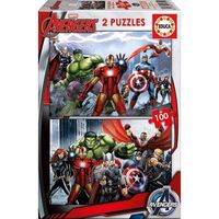 Puzzle Enfant - Avengers - 2 X 100 Pieces - Educa Collection Super Heros Marvell Iron Man Thor Hulk Falcon Captain America