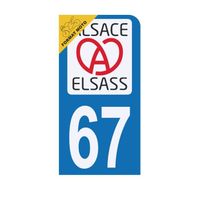 Autocollant Sticker Plaque d'immatriculation Moto Département 67 Elsass Alsace