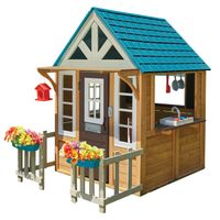 KidKraft - Maisonnette d'extérieur Lakeside Bungalow en bois FSC avec cuisine et dinette pour enfant