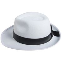 1 Chapeau adulte Borsalino feutre blanc avec ruban noir REF/34761 (Accessoire déguisement)