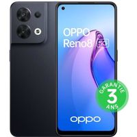 Smartphone - OPPO - Reno8 - 256Go - 5G - Noir Chatoyant - Double caméra orientée vers l'arrière