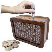 Tirelire En Bois, Tirelire En Bois, Pour Enfants, Réutilisable Avec Objectif Et Chiffres, Boîte