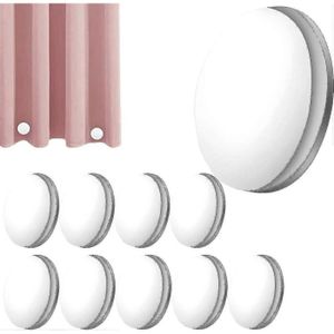 Rapanda – Lot de 10 poids de rideau magnétique – Caoutchouc avec aimants – Pour rideaux de douche et nappes – Coupe-vent, blanc