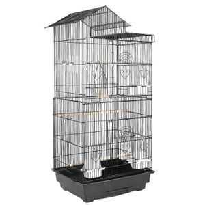 VOLIÈRE - CAGE OISEAU Volière en Fer Cage oiseau pour perroquet canari perruche Calopsitte élégante 46x35.3x99m