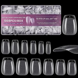 KIT FAUX ONGLES 1008 Pcs Clairs Cercueil Capsules Ongles Gel,Pre-S