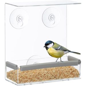 MANGEOIRE - TRÉMIE Mangeoire Pour Oiseaux En Acrylique Transparent 16,5 X 15 X 7,5 Cm[n476]