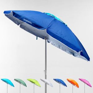 ABRI DE PLAGE Parasol de plage 200 cm aluminium anti-vent protection uv Corsica, Couleur: Bleu