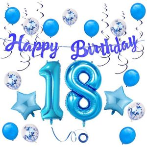 Decoration Anniversaire 18 Ans Bleu Cdiscount