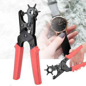 Pince perforatrice pour trous de cuir ceinture bracelet de montre - Rouge -  2-4.5mm Acier au Carbone