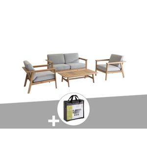 Salon De Jardin En Bois Estiva Avec Housse De Protection