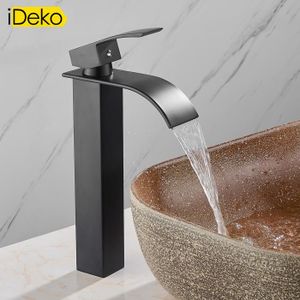 ROBINETTERIE SDB  iDeko® Robinet de lavabo Mitigeur salle de bain cascade Noir vasque evier haut 