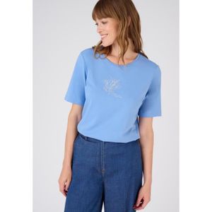T-SHIRT T Shirt - Damart - Tee-shirt manches courtes à motif doré - Bleu Lupin