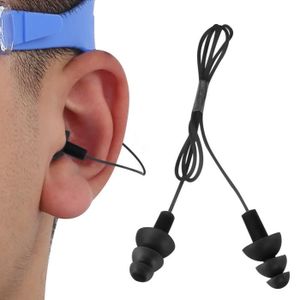 PINCE-NEZ - OREILLES YESM Bouchons d'oreille avec fil Bouchons d'oreille de natation avec fil en silicone souple imperméable à l'eau (noir) neuf