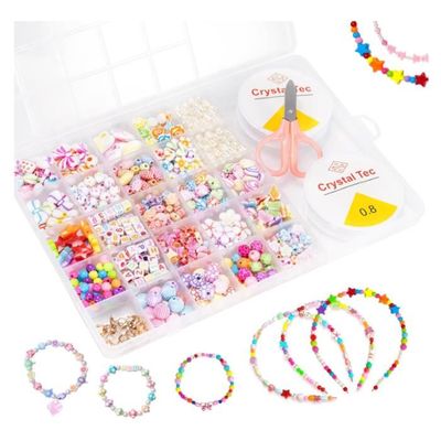 WONDERFORU Kit De Perles à Enfiler Pour Enfants - Kit De Bricolage - Ensemble De Cordons - Bracelets D'amitié - Kit D'artisanat Pour Enfants - Pour Filles Et Enfants