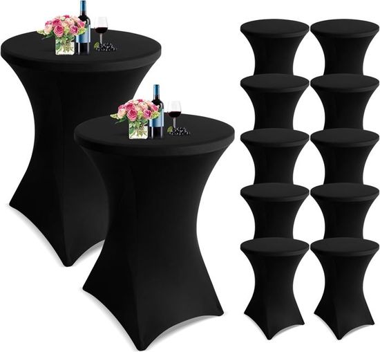 Housses De Table Mange-Debout Detex Anthracite Ø80-85 Cm - Nappe Protection Cocktail 2X