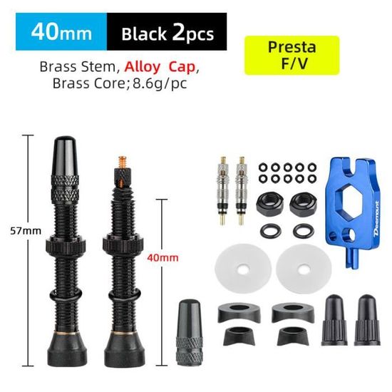 Paire De Valves Tubeless 40 Mm Pour Vélo - Tige Schrader 10 Mm, Alliage Aluminium, Rouge - 3