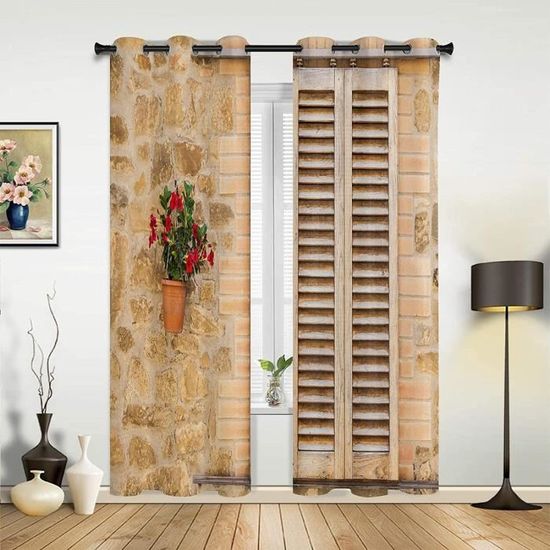 Rideau Occultant ImpriméE Rouge Fleurs Rideau Thermique Isolant Anti Froid Et Chaleur Rideaux Et