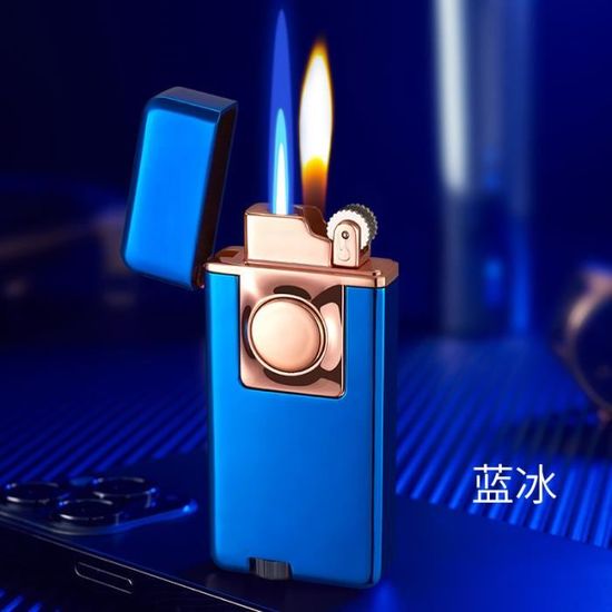 Briquet à Flamme à 3 Jets, Flamme Bleue, Peinture Métallique Coupe-vent