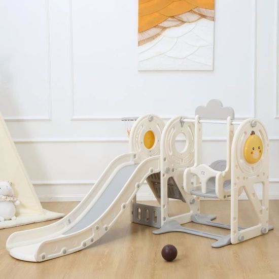 MAMIZO Toboggan pour Enfants, Toboggan Amusant avec Panier de Basket, Toboggan Enfant Intérieur Sûres et Faciles à Nettoyer, Basket - Ball Inclus