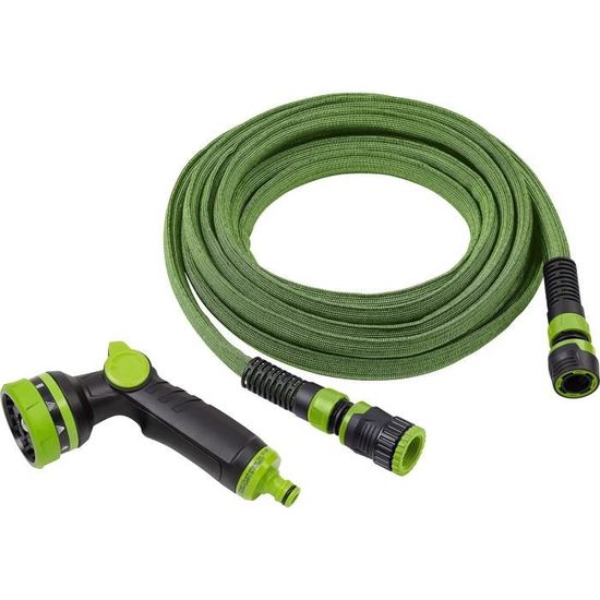 Tuyau Léger Transport Tuyau D'arrosage Extensible HERZO - 15m (étend Jusqu'à 50m) - Pistolet 7 Fonctions - Léger Et Flexible - Parfait Jardin Raccord Tuyau D'arrosage