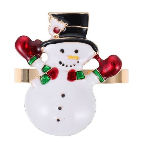 4pcs Snowman Noël en forme de serviette en de de bonhomme de neige décorative Boucles de nappe de table linge de table - cuisine