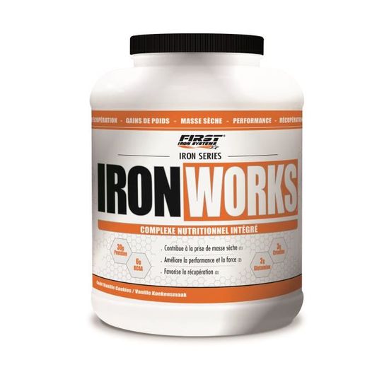 IRON WORKS 2200g CHOCOLAT First Iron System Proteine Whey Isolate WPC  Carnitine BCAA Creatine (2,2kg)