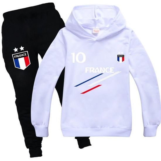 Survêtement France Football 2 Étoiles Enfant - Sweat Capuche + Pantalon - Ensemble Sport