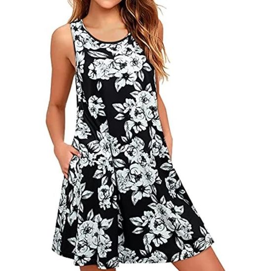Robe 2 Pièces Femme Avec Short - Bretelles Spaghetti Et Débardeur à Poches - Tenue D'été Décontractée Et Confortable - 11