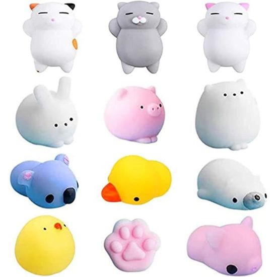 2 Jouets Squishy Chat Et Chien – Anti-stress Kawaii En Silicone – Cadeau Pour Enfants Et Adultes