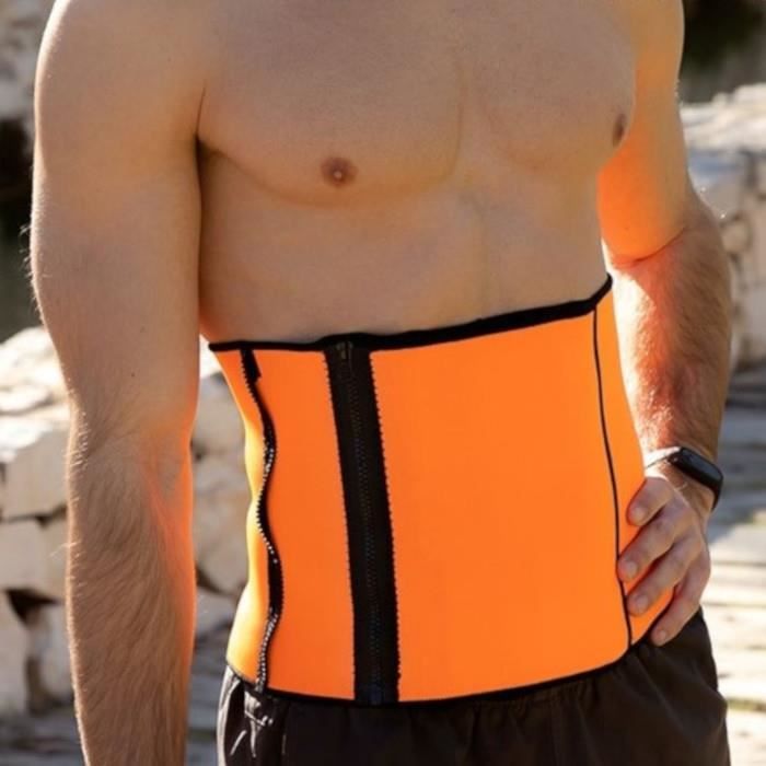 NANDO CEINTURE SUDATION CORSET GAINE SAUNA MINCEUR AMINCISSANTE INTENSIVE CORRECTEUR AJUSTABLE NEOPRENE FITNESS NOIR ORANGE 68-94 cm