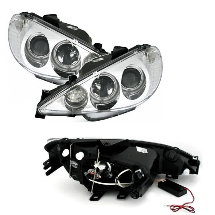 2 FEUX PHARE AVANT ANGEL EYES CCFL BLANC PEUGEOT 206 PHASE 2