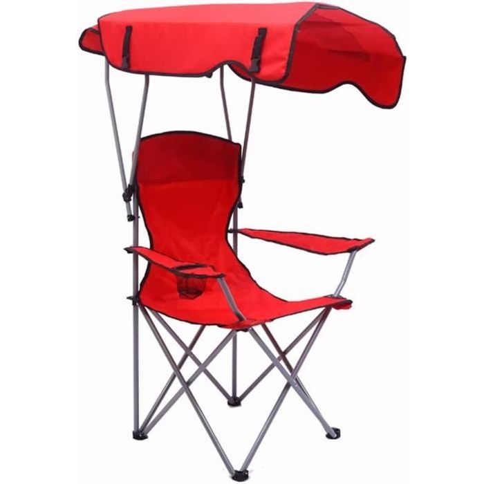 Chaise de plage avec ombre de la canopée - Chaise de camping robuste pliante avec parasol, porte-gobelets et sac de transport [533]