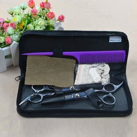 Kit Professionnel de coiffure inoxydable - Ciseaux, peigne, pochette