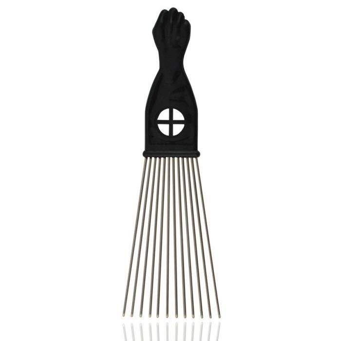 AGES 3 taille noir poing Afro métal peigne africain cheveux Pik peigne brosse Salon de coiffure coiffure outil de coiffure