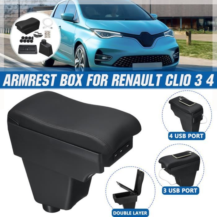 Accoudoir Console Centrale Boîte de rangement Pour Renault - Clio 3 4 Captur - Ligne-Noir