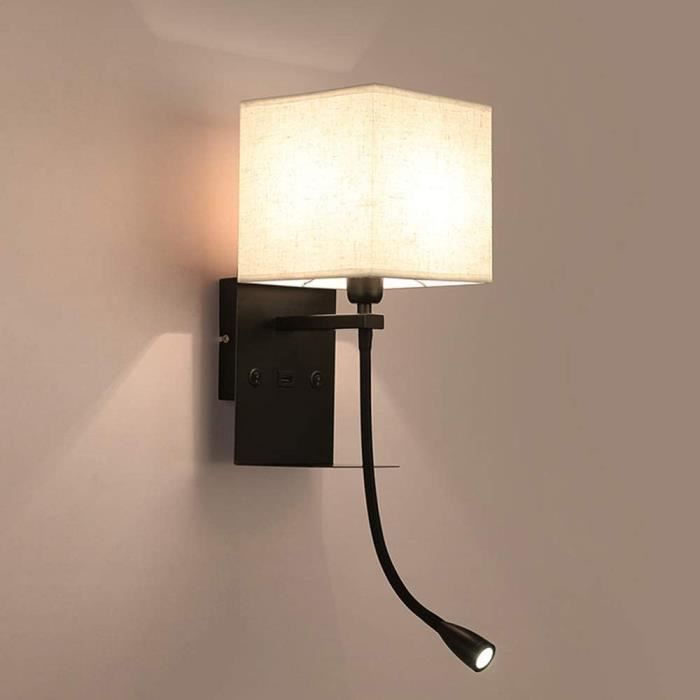 APPLIQUE D'INTERIEUR HHKQ Applique Murale Intérieure avec Flexible LED Liseuse, Applique de Chevet avec Port USB Applique205