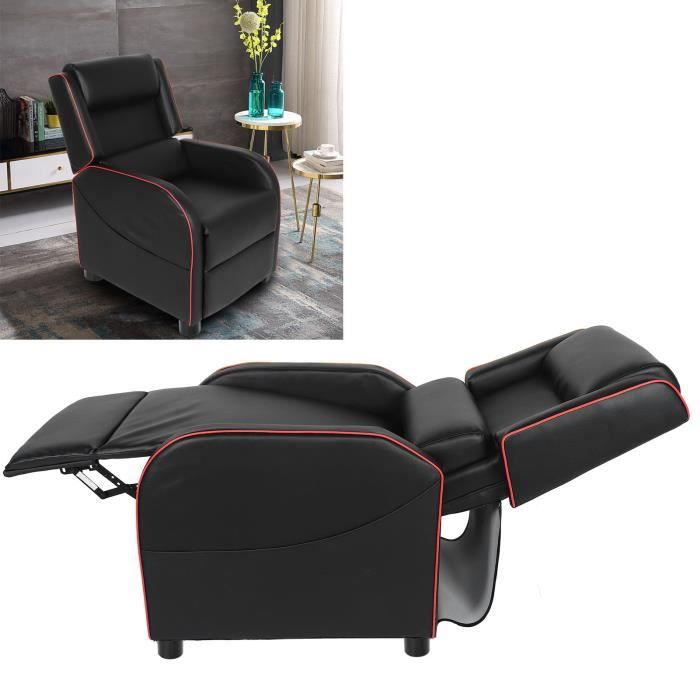 Fauteuil inclinable TV Fauteuil relax style contemporain 103.5x74x65cm rouge et noir HB008