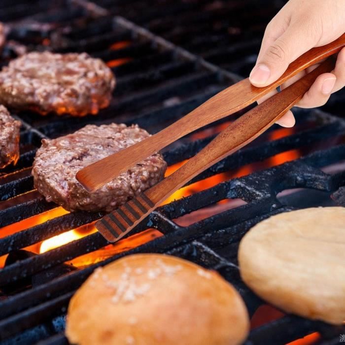 Atyhao pince à steak Pince à barbecue en bois Pince à nourriture pour buffet Pince à pain Pince de cuisine Outil de service