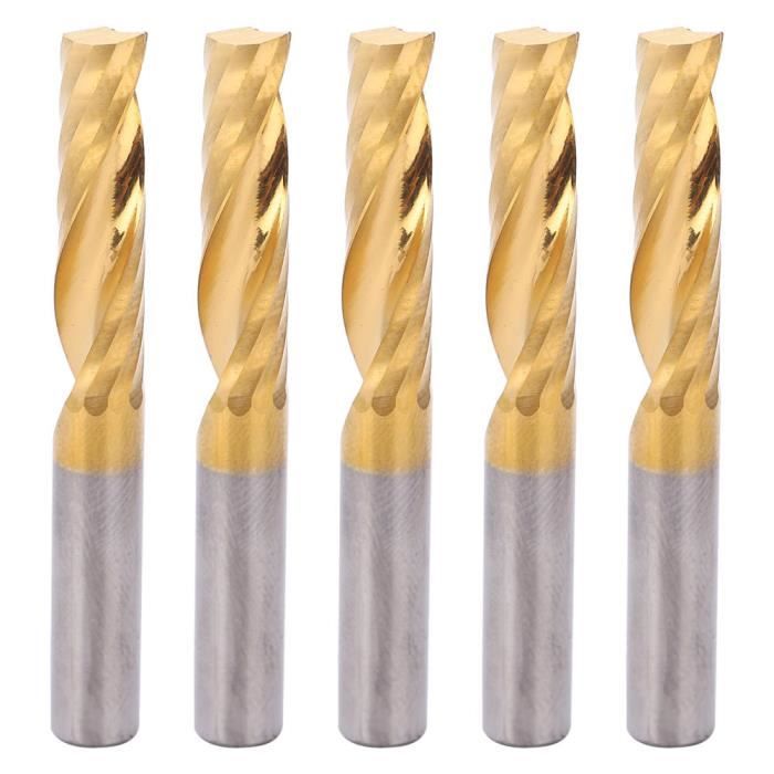 EJ.life Fraise en spirale 5 pièces haute vitesse en acier spirale routeur bits fraise CNC fraise ensemble 6 X 25 X 50 mm