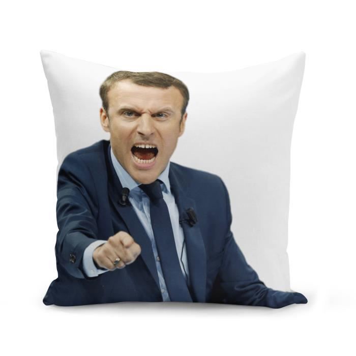 Housse de Coussin 40x40 cm Macron en Colere President France Humour Meme