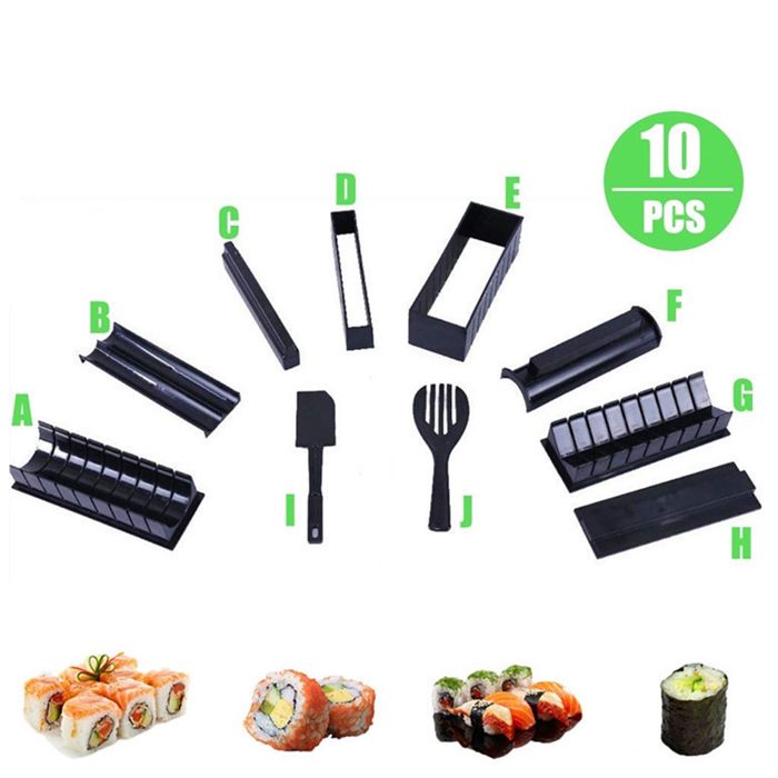 HTBE® Appareil Sushis et Piston Parfait pour le Sushi/ En plastique, Blanc, 30 X 6 X 6 Cm Pour les Débutants et Experts