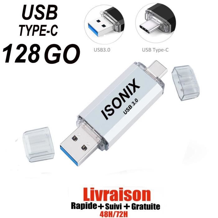 Clé USB 128 GO Type C OTG USB Flash Drive pour appareils Android/PC ARGENT