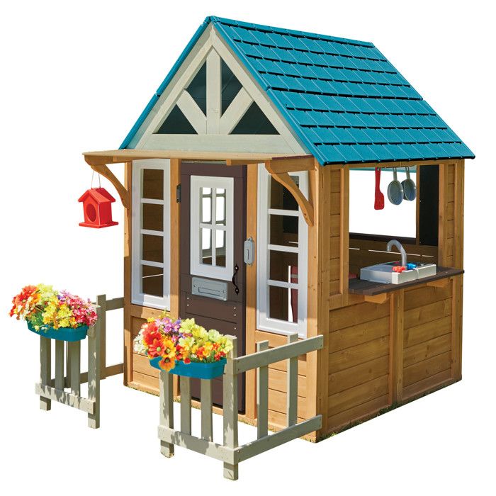 KIDKRAFT - Maisonnette en bois cabane d'extérieur enfant Lakeside Bungalow avec cuisine et dinette