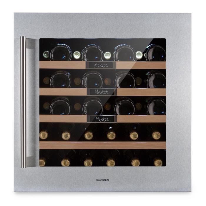 Cave à vin encastrable - Klarstein Vinsider 36 Built-In Uno - 36 bouteilles 92 L - Acier inoxydable - Gris