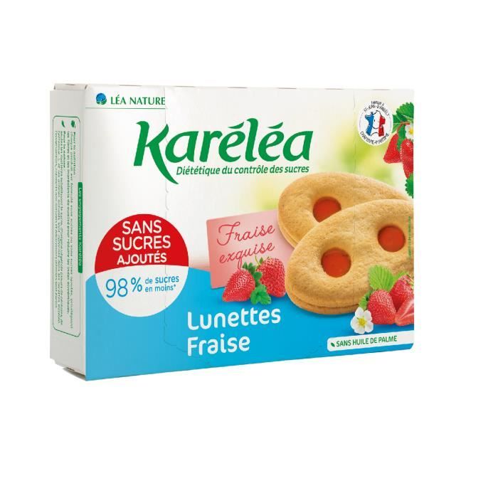 Karéléa Biscuits Sans Sucres Ajoutés Lunettes Fraise 175g