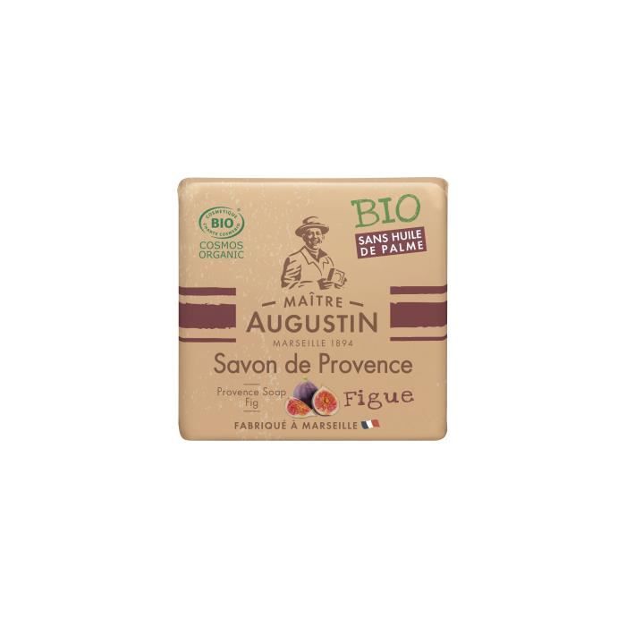 Le savon de Provence Bio Figue MAITRE AUGUSTIN nettoie votre peau tout en douceur.