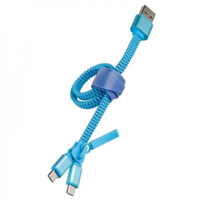 MUVIT LIFE Câble Double 2A Charge USB / Micro USB 0.35 m - Bleu