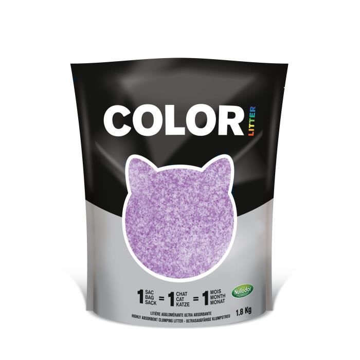 Nullodor Litière en Silice Agglomérante pour Chat 1,8 kg Violet - Par DEMAVIC