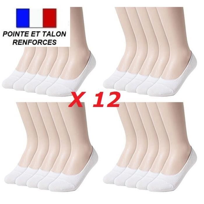 LOT 12 PAIRES SOCQUETTE BLANC TAILLE 35 36 37 38 39 40 INVISIBLE HOMME FEMME ENFANT FILLE GARCON Coton Sport Danse ...